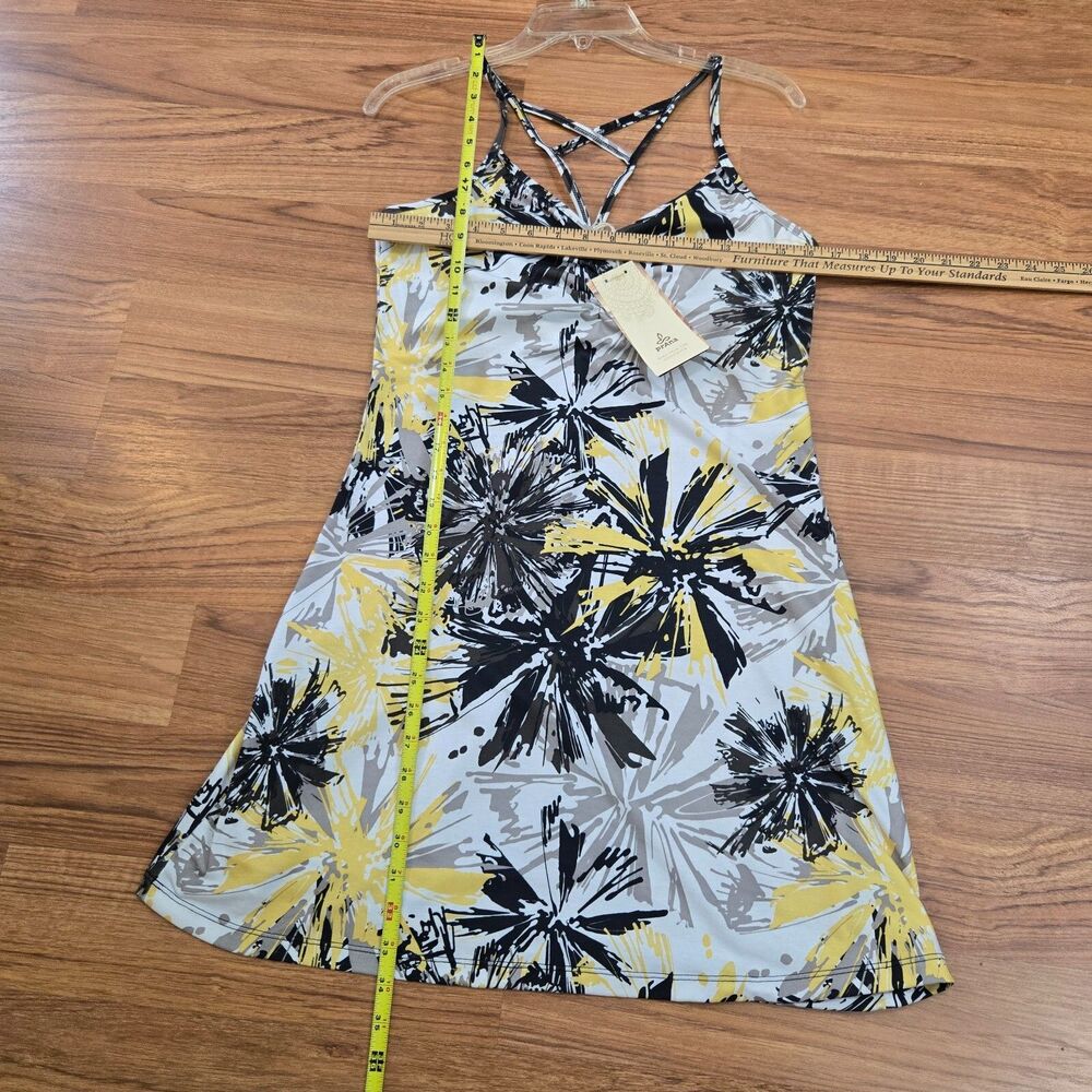 prAna Womens L Sonja Dress Short Floral Print Strappy Athletic Beluga Burst NEW - Picture 10 of 11